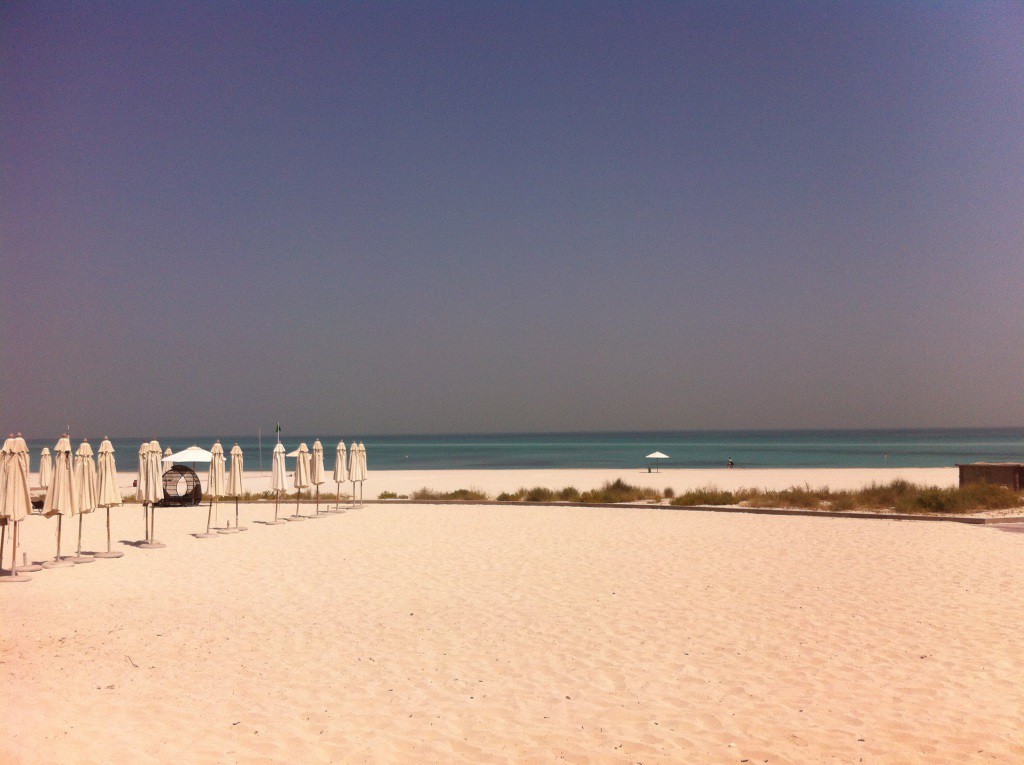 Too hot to relax long on the beach at the St. Regis hotel in Abu dhabi