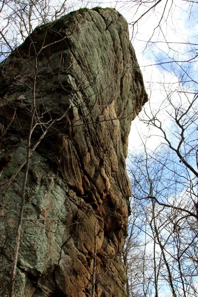 A really tall rock. Had to get on the ground to get the top in the frame.