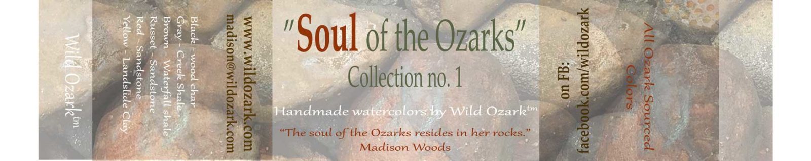 Wrapper for the Soul of the Ozarks watercolor paint tin.