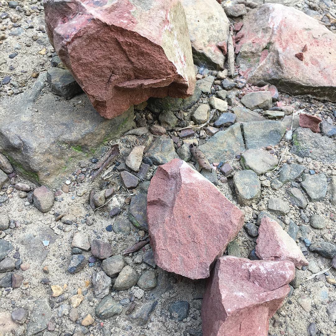 The chunk of pink sandstone after I broke it into smaller chunks.