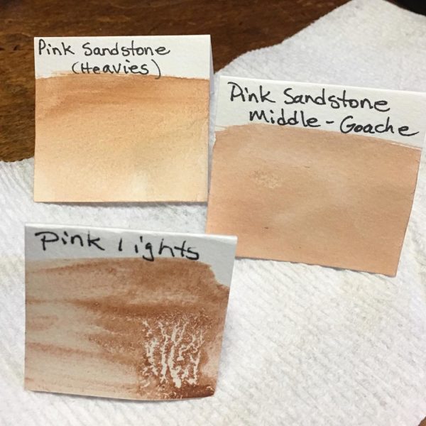 Shades of pink sandstone. Still waiting on the rest of my lights to settle so I can make a 'lights gouache'.