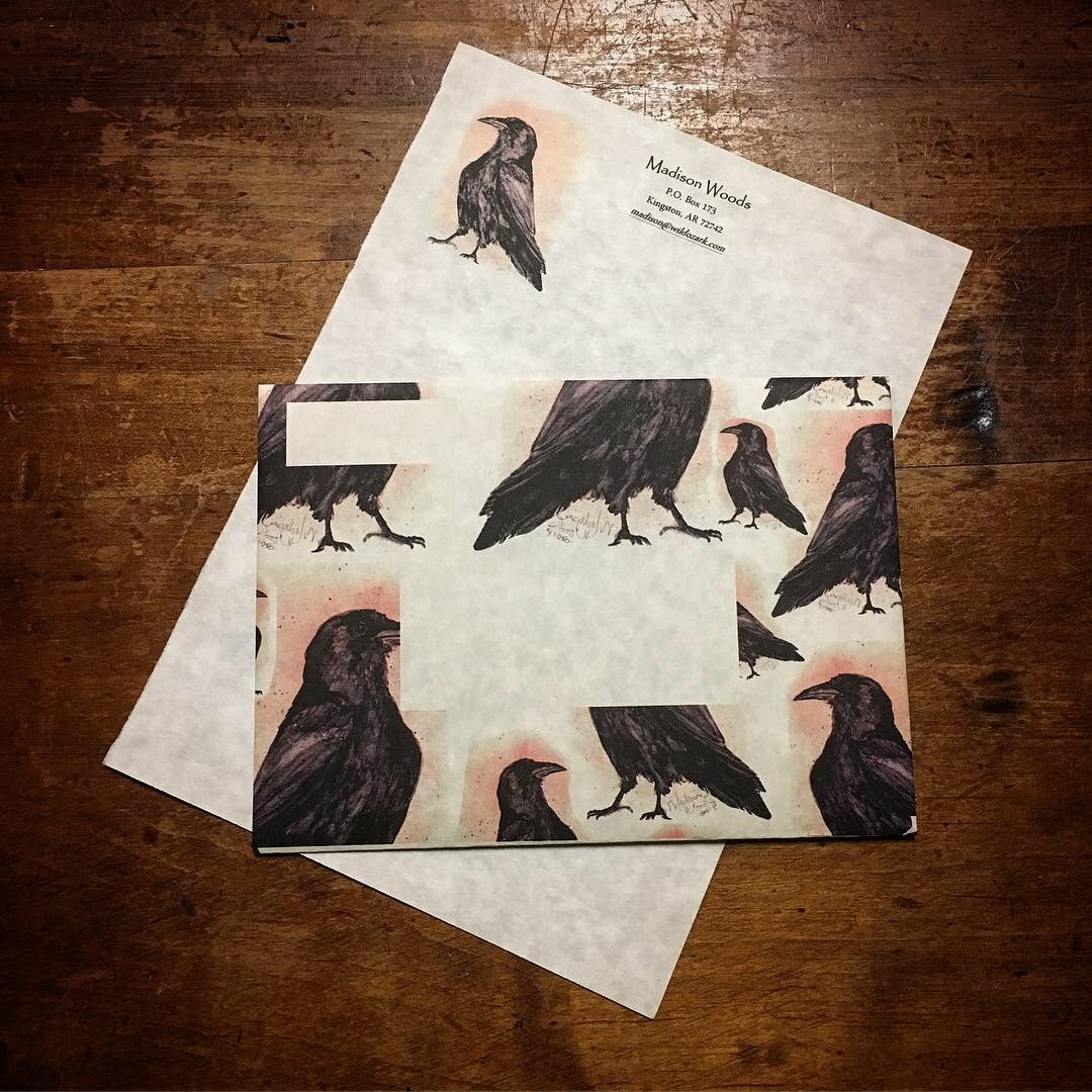 Handmade crow stationary, derivative art products from works using my paint from rocks.