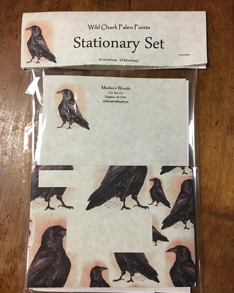 Packaged set of Crow stationary from Wild Ozark.