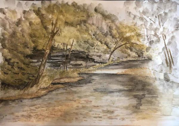 Buffalo river painting in progress. This one is also included in the mounted print giveaway.
