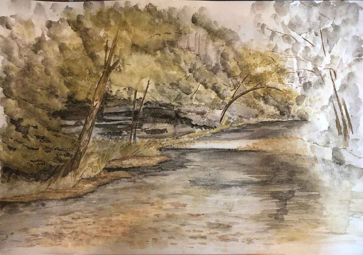 Buffalo river painting in progress.