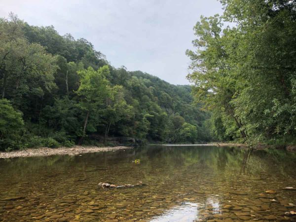 The view of the Buffalo River at the Ponca low-water bridge.