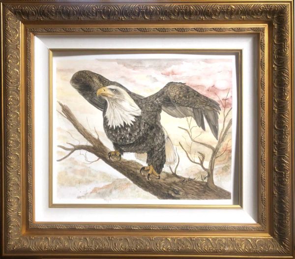 Trying out the frame for my bald eagle painting. This is for sale, btw, if you're interested.