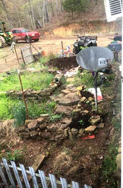 My poor terraced garden, finally getting weeded.