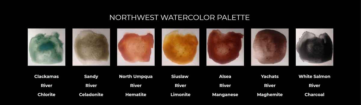The Northwest Watercolor Palette is a collection of pigments that @pigmenthunter harvested over the past 15 years while exploring different watersheds and geological environments. 