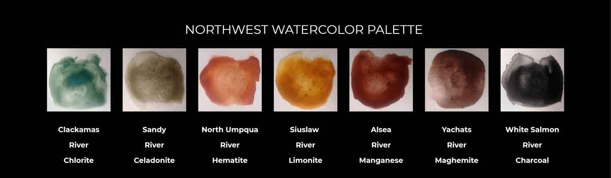 The Northwest Watercolor Palette is a collection of pigments that @pigmenthunter harvested over the past 15 years while exploring different watersheds and geological environments.