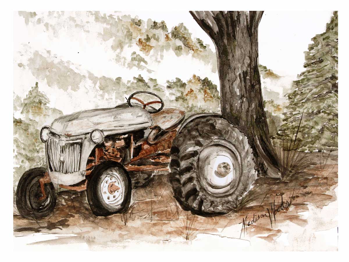 A palette of earthy colors worked well for this old tractor.