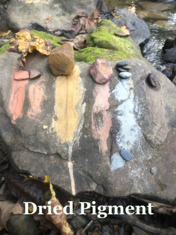 An image to show the pigment once it dries after testing on another rock.