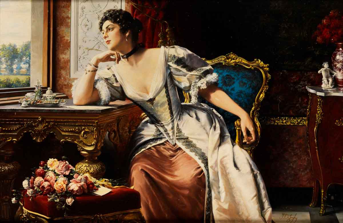 Another example of art that I love is Thoughts When Writing the Letter, by Flemish painter Gustave Leonard de Jonghe