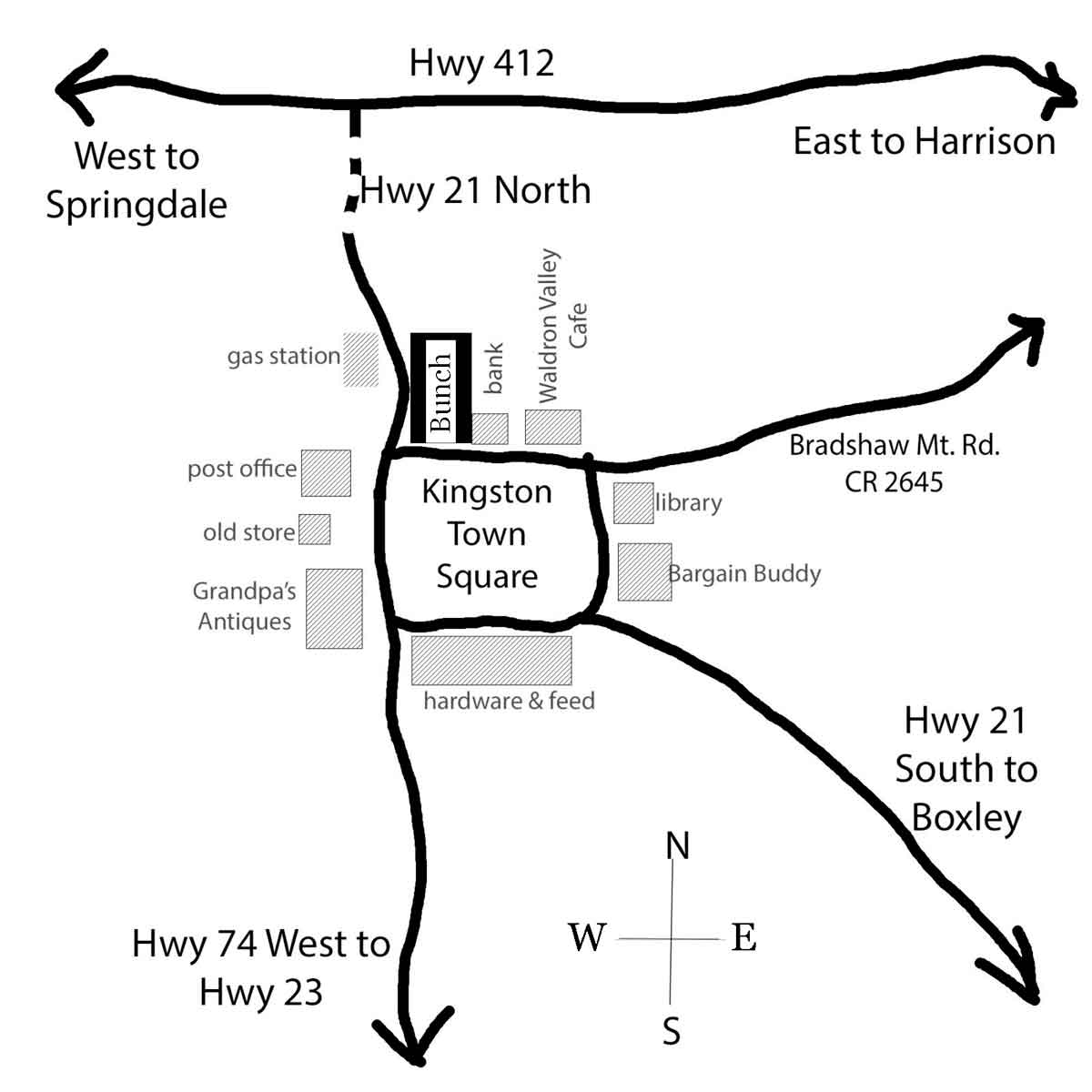 Kingston map, hand-drawn by Madison Woods.