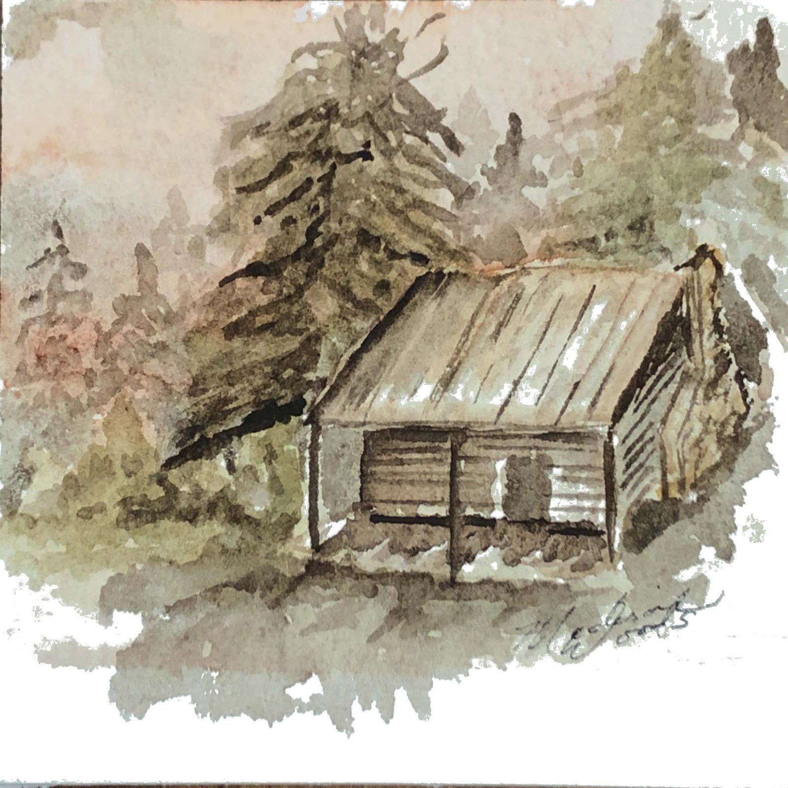 Little Cabin in the Woods, a painting by Madison Woods.