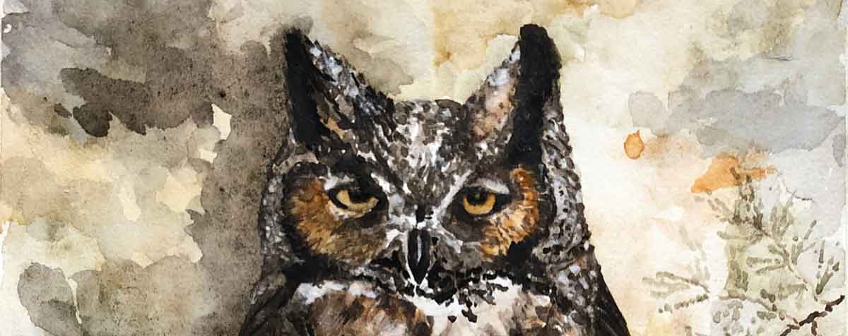 Great Horned Owl Painting in Progress