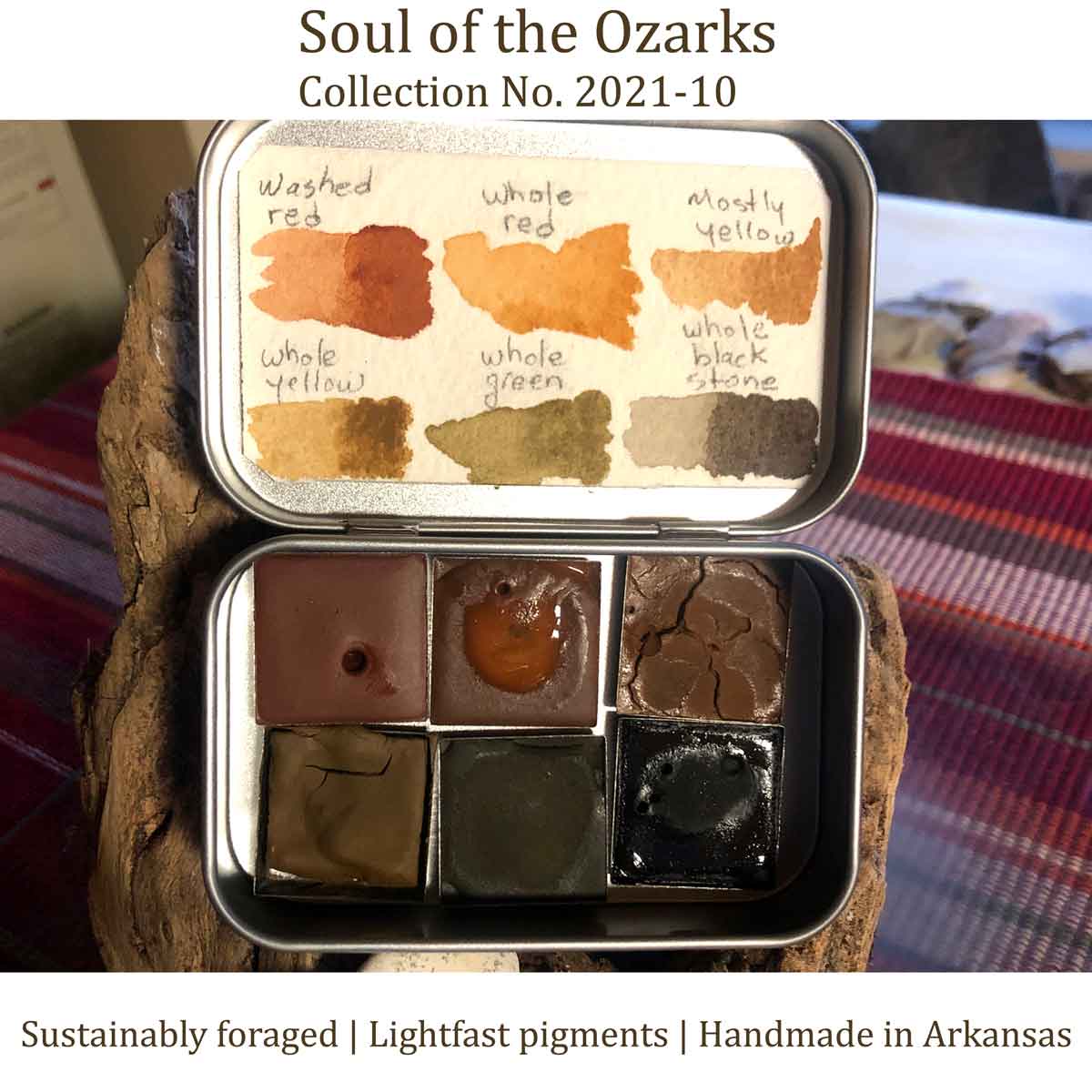 2021-10, a set of foraged handmade watercolor pigments from Wild Ozark.