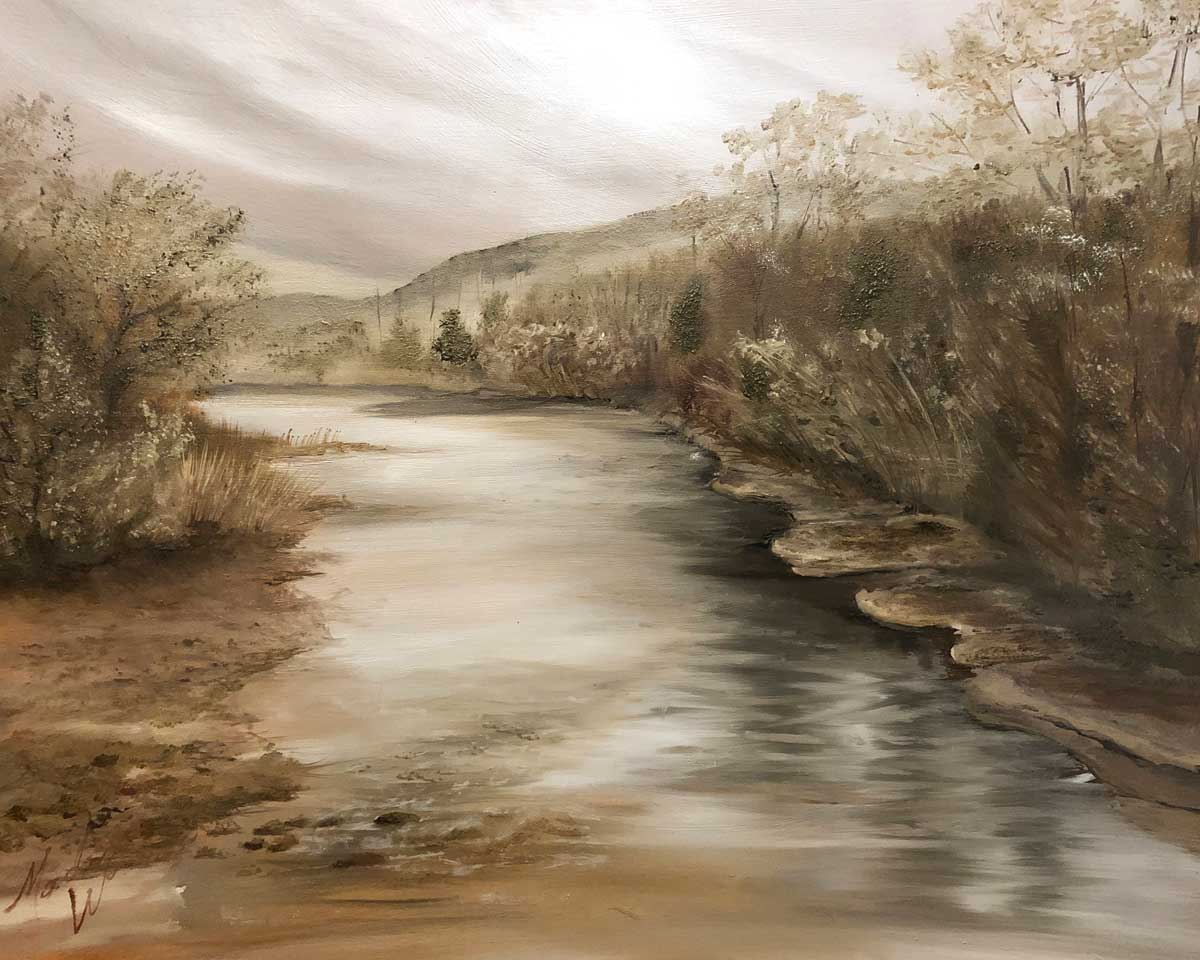 Kings River in Spring, by Madison Woods. Ozark pigments in oils.