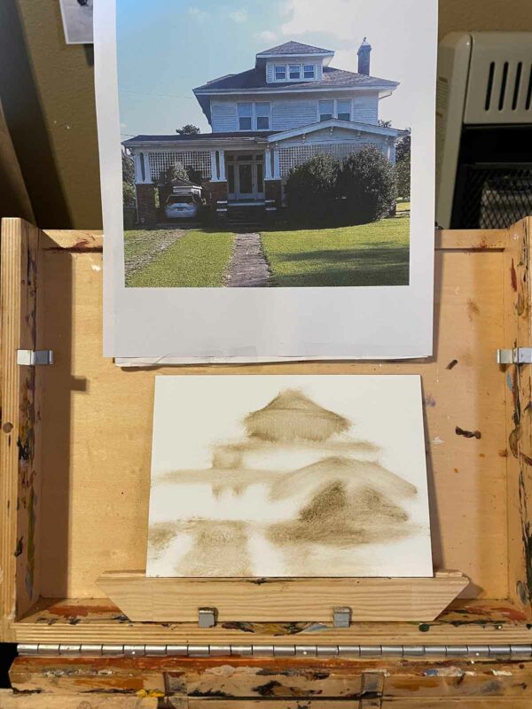 Just putting in the bones for this memorial painting of Gail's house.
