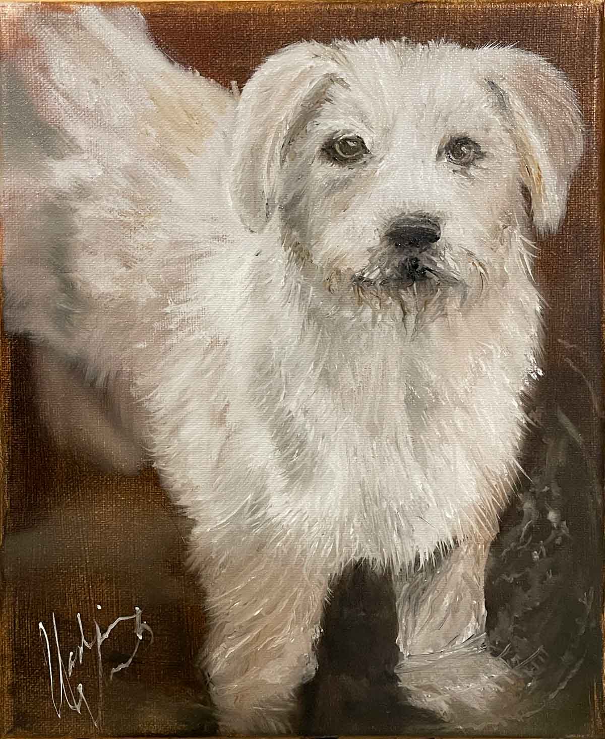 Painting Ghost, another dog portrait progression page