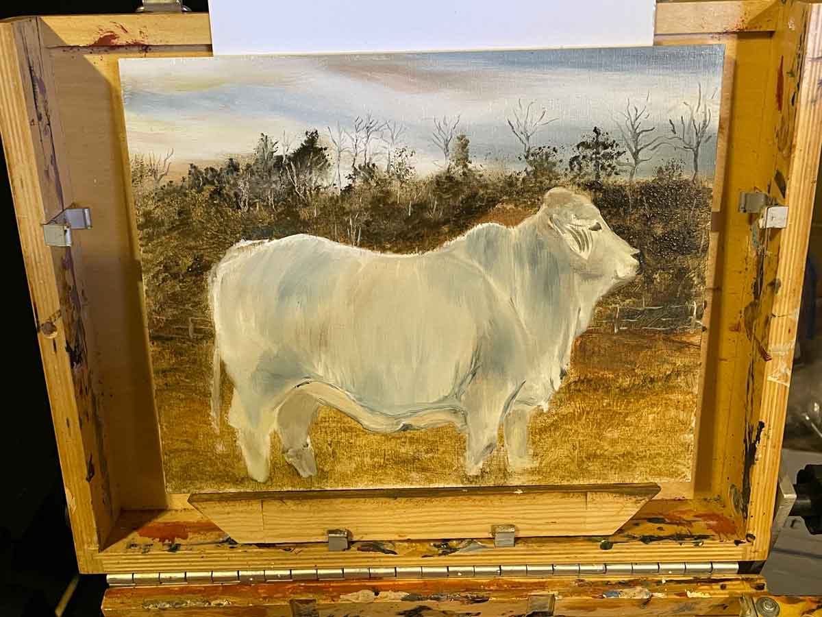Brahman Cow Art | Painting Little Red | Wild Ozark™