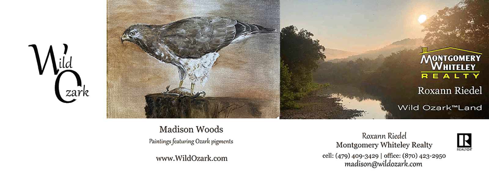 Roxann Riedel is a real estate agent with Montgomery Whiteley Realty. She's also an artist painting under the pen name 'Madison Woods'.