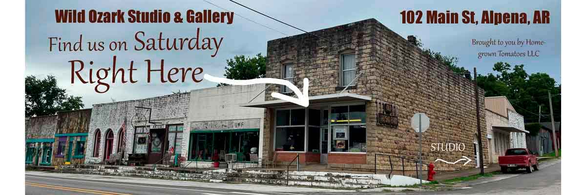 The Wild Ozark Studio & Gallery is on the corner of the Old Alpena Pass, in Alpena Arkansas.