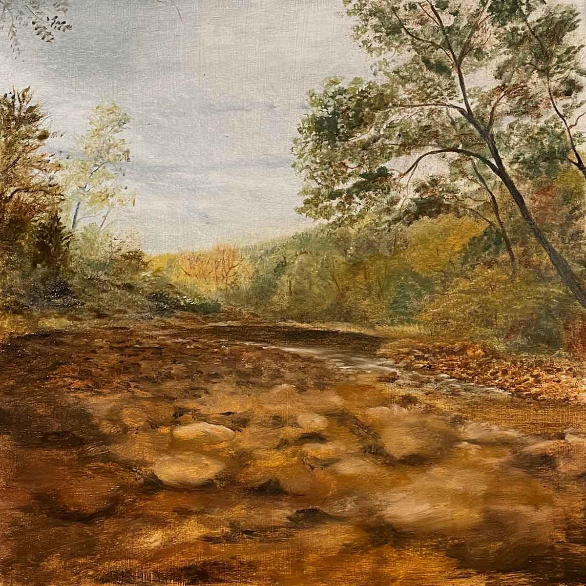 Getting closer to finished with this study of Felkins creek in Ozark pigments. Busy times at Wild Ozark these days!